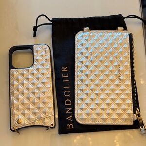 Bandolier White Geometric Phone Case and Pouch 13 pro